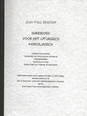 De cover van Handboek voor het Liturgisch Kerkslavisch. door Jean-Paul Deschler, J.J.A.M.Simons
