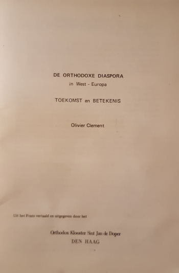 De cover van De Orthodoxe diaspora in West-Europa. Toekomst en betekenis. door Olivier Clement